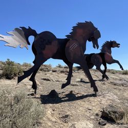 Wild Horses Monument - Two of the horses on a sunny July day