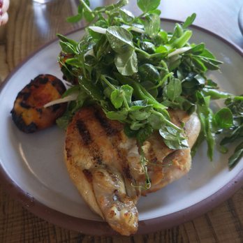 Saddles - Roast Little Hill farm chicken with grilled peach, fennel, snow pea salad with house made vinegar - Bars Near Me - Mount White, NSW