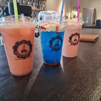 It's In The DNA Coffee - Left to right  Berry Nutty  Shark Attack  The Unicorn - Coffee & Tea Near Me - Jacksonville, Florida