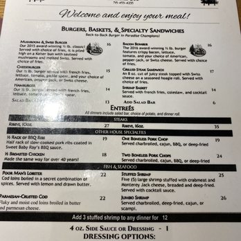 Pine Tree Supper Club - Menu - Seafood Near Me - Tomahawk, Wisconsin