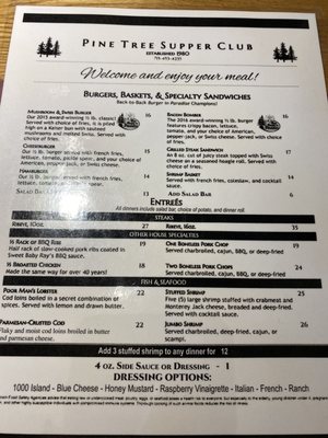 Menu photo 4 Pine Tree Supper Club Tomahawk, WI