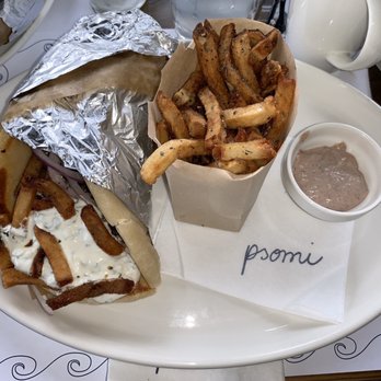 Psomi - Pork Gyro Pita with fries, Psomi Greek Restaurant & Bakery, South Howard, Soho, South Tampa - Bakeries Near Me - Tampa, Florida Psomi - Pork Gyro Pita with fries, Psomi Greek Restaurant & Bakery, South Howard, Soho, South Tampa - Bakeries Near Me - Tampa, Florida