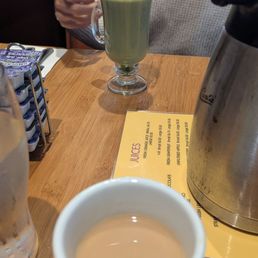 Coffee and a matcha latte