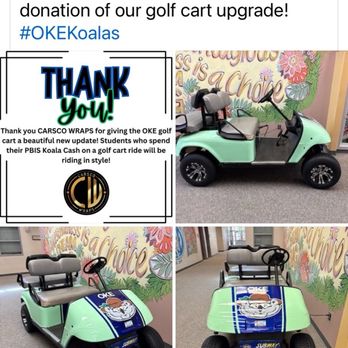 Carsco Wraps - What a GREAT wrap job on our schools golf cart. Everyone loves it!!! - Vehicle Wraps Near Me - Cypress, Texas Carsco Wraps - What a GREAT wrap job on our schools golf cart. Everyone loves it!!! - Vehicle Wraps Near Me - Cypress, Texas