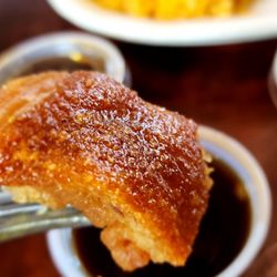 Toppings Too Restaurant - Lechon Kawali dipped in vinegar sauce