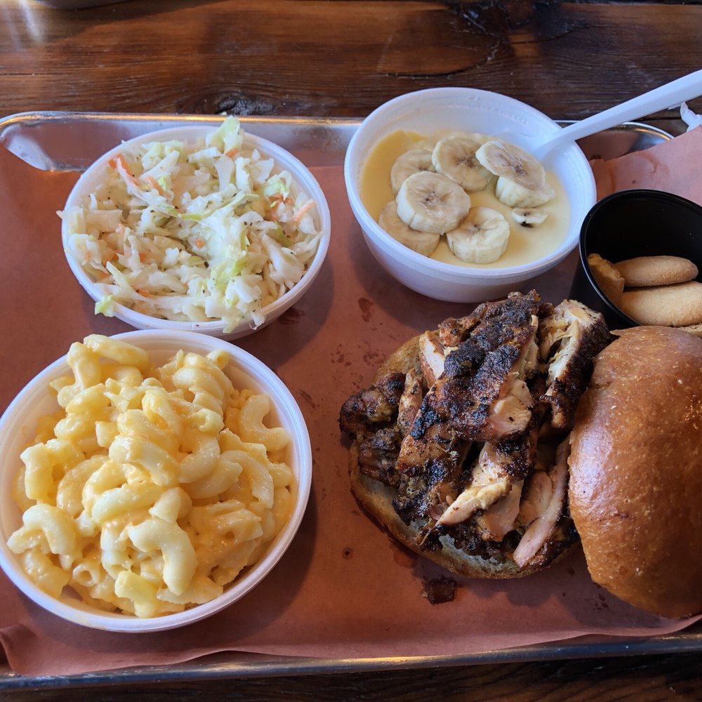 HammerDown BBQ - Could not have been blander Chicken sandwich, Mac n cheese, coleslaw, banana pudding. - Barbeque Near Me - Aldie, Virginia HammerDown BBQ - Could not have been blander Chicken sandwich, Mac n cheese, coleslaw, banana pudding. - Barbeque Near Me - Aldie, Virginia