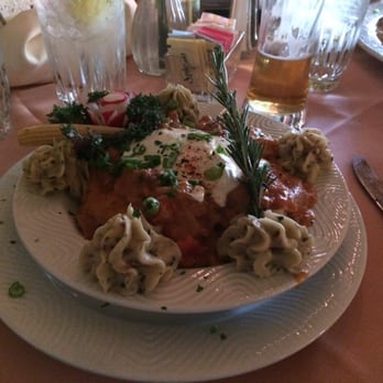 The Bavarian Chef - My entree - Karlsbadener Sahnegoulasch. Notice the massive portions. - German Near Me - Madison, Virginia The Bavarian Chef - My entree - Karlsbadener Sahnegoulasch. Notice the massive portions. - German Near Me - Madison, Virginia