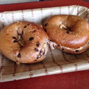 Einstein Bros. Bagels - Chocolate chip bagels with peanut butter. - Bagels Near Me - Chesapeake, Virginia Einstein Bros. Bagels - Chocolate chip bagels with peanut butter. - Bagels Near Me - Chesapeake, Virginia
