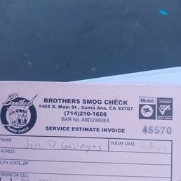 Copy of my receipt for a smog chk Copy of my receipt for a smog chk