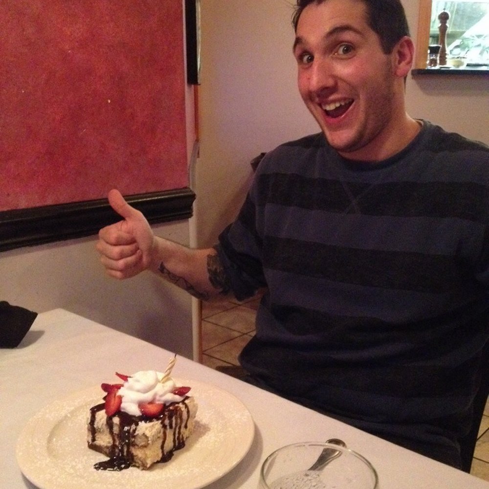Our night became so special when a candle was placed in our DELICIOUS homemade definition authentic tiramisu.