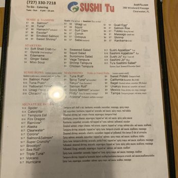 Sushi Tu - Food menu! - Sushi Bars Near Me - Clearwater, Florida