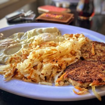 West Side Cafe - Two eggs with hash browns, sausage and a biscuit. - Cafes Near Me - Waynesville, Missouri