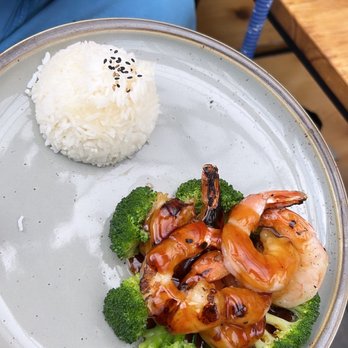 Kimoto Rooftop - teriyaki shrimp 2 star review - Asian Fusion Near Me - Brooklyn, New York