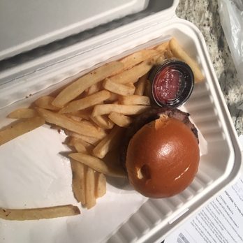Mohegan Manor - 1 undercooked burger patty with no condiments. Also, uncooked fries - Seafood Near Me - Baldwinsville, New York