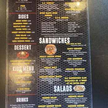 Wicked Wings - Back of Menu - Chicken Wings Near Me - Kyle, Texas