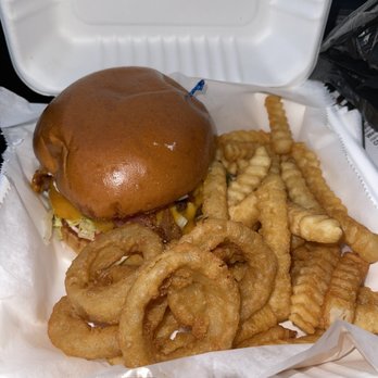 Burg3r Bro's - Delicious Bacon Cheese Burger with Onion Rings & Fries. It was all good! - Burgers Near Me - Salisbury, Maryland Burg3r Bro's - Delicious Bacon Cheese Burger with Onion Rings & Fries. It was all good! - Burgers Near Me - Salisbury, Maryland