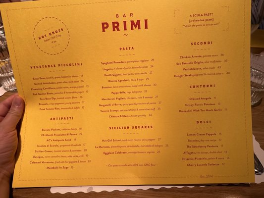 Menu photo 7 Bar Primi Penn District New York, NY