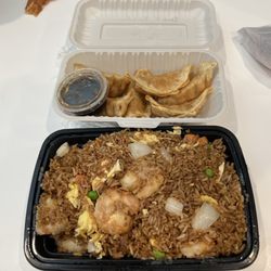 Peking Chinese Restaurant - Shrimp fried rice and deep fried pot stickers.  Nice and big size shrimps.