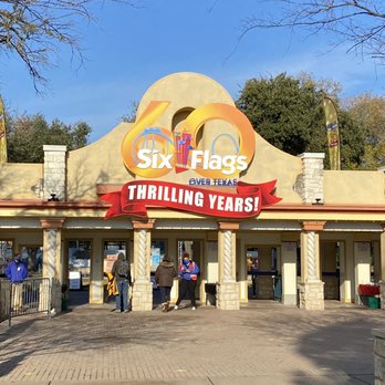 Six Flags Over Texas - The new sign at the gate is really awesome. It brings so much more life and vibrancy to the park from before you officially enter - Amusement Parks Near Me - Arlington, Texas