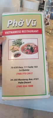 Menu photo 4 Pho Vu La Quinta, CA