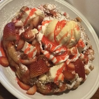 Honey’s Favored Sweets - a waffle topped with strawberries and ice cream - Desserts Near Me - Bryan, Texas Honey’s Favored Sweets - a waffle topped with strawberries and ice cream - Desserts Near Me - Bryan, Texas