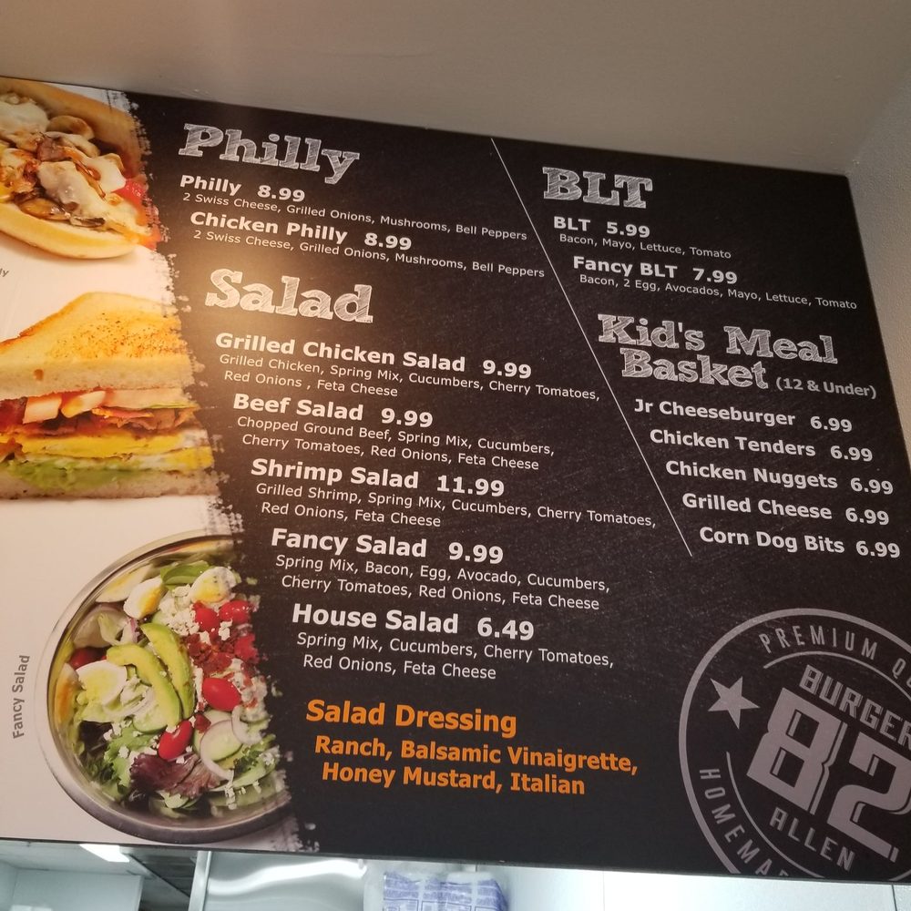 Burger 82 - Burger 82 -- extends its menu beyond hamburgers. - Burgers Near Me - Allen, Texas