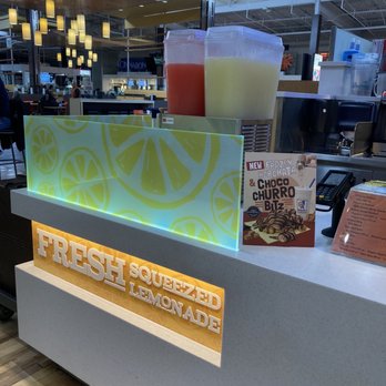 Wetzel's Pretzels - a counter with a drink on it - Fast Food Near Me - Ontario, California