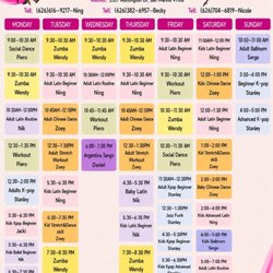The class schedule of San Marino location