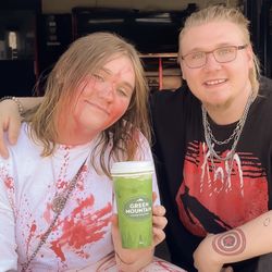 Mobil - The twins getting caffeinated before Scream Con 2025.