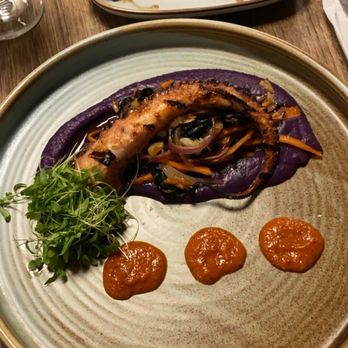 The Salted Goat - Charred Octopus and side of Broccolini - Gastropubs Near Me - DeBary, Florida