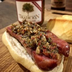 Argentinian Station - traditional Sausage sandwich / choripan tradicional