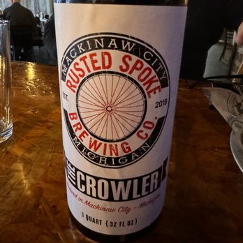 Rusted Spoke Brewing - Take home crowler - Barbeque Near Me - Mackinaw City, Michigan