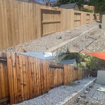 A & D General Services - Before/after of our 102' fence replacement. Great quality work! - Fences & Gates Near Me