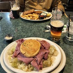 Irish boxty with corned beef and fish and chips Irish boxty with corned beef and fish and chips