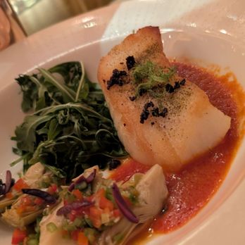 Pisces - Olive oil poached sea bass -- good, on the smaller side - Mediterranean Near Me - Las Vegas, Nevada