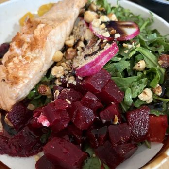 Root Down DIA - Beet salad with salmon - New American Near Me - Denver, Colorado Root Down DIA - Beet salad with salmon - New American Near Me - Denver, Colorado