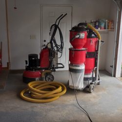 All Surface Coatings - Our walk behind planetary grinder and hepa vac, we can grind in a finished home dustfree