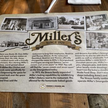 Miller's Smorgasbord - The placemat tells the story - Buffets Near Me - Ronks, Pennsylvania