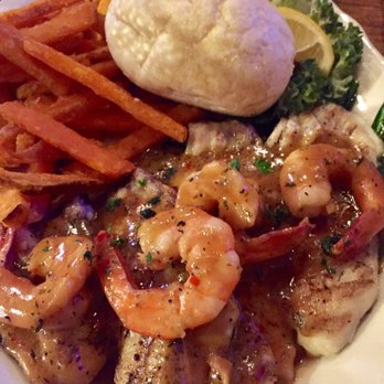 Chimes Restaurant - Grilled catfish top with BBQ shrimp - Southern Near Me - Baton Rouge, Louisiana