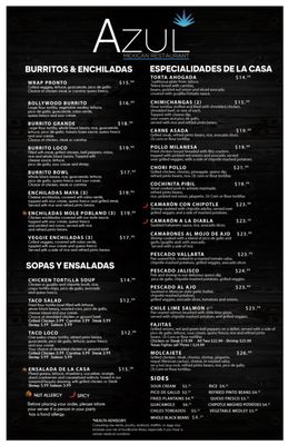 Menu photo 1 Azul Mexican Restaurant Haverhill, MA Menu photo 1 Azul Mexican Restaurant Haverhill, MA