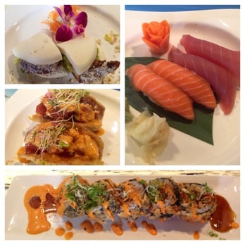 Sushi Bay 17 - Pork bun, tuna tacos, Vegas roll, salmon and tuna nigiri - Sushi Bars Near Me - Denver, Colorado Sushi Bay 17 - Pork bun, tuna tacos, Vegas roll, salmon and tuna nigiri - Sushi Bars Near Me - Denver, Colorado