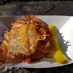 Military Moms - SERGEANT CHEESE - Grilled cheddar cheese, bacon, & their own apricot habanero jam. Perfection all around! Honestly, you must order it as is.