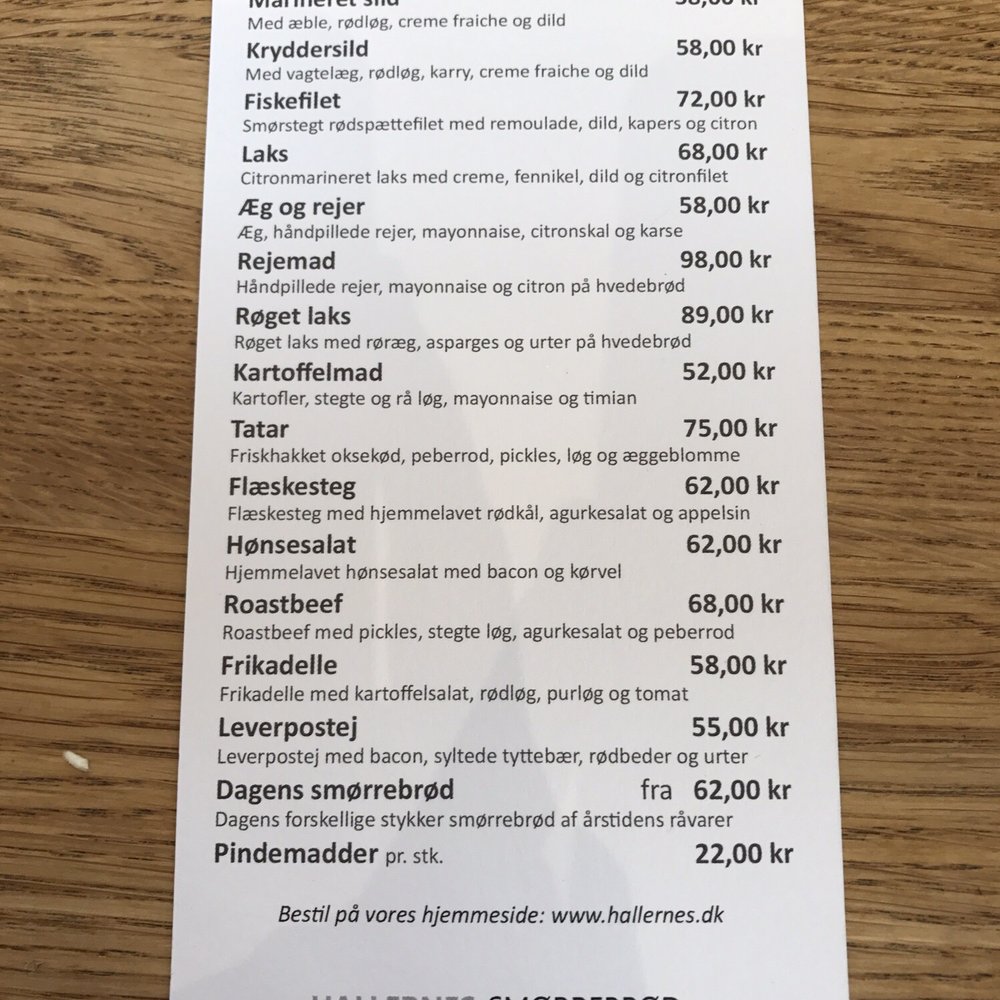 Hallernes Smørrebrød - Menu - Danish Near Me - København K, 84 Hallernes Smørrebrød - Menu - Danish Near Me - København K, 84