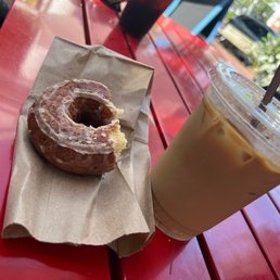 Glazed donut & iced Vietnamese coffee