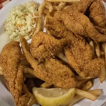 Clear Springs Restaurant - Cat fish plate, sides is coleslaw and fries - Seafood Near Me - New Braunfels, Texas