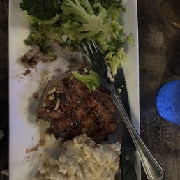Steak, mash and broccoli Steak, mash and broccoli