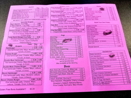 Menu photo 4 Rays Drive In Lufkin, TX