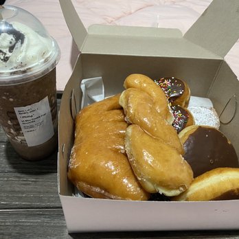 Olympic Donuts - a box of doughnuts and a cup of coffee - Donuts Near Me - Temple City, California