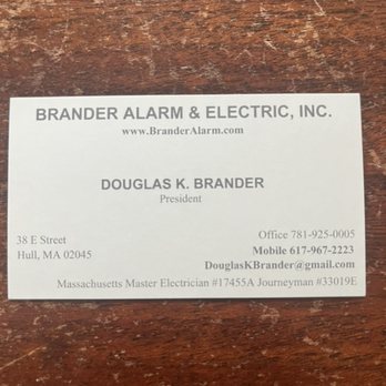Brander Alarm & Electric, Inc - Alarm & Electric or Electric & Alarm - Electricians Near Me - Hull, Massachusetts Brander Alarm & Electric, Inc - Alarm & Electric or Electric & Alarm - Electricians Near Me - Hull, Massachusetts