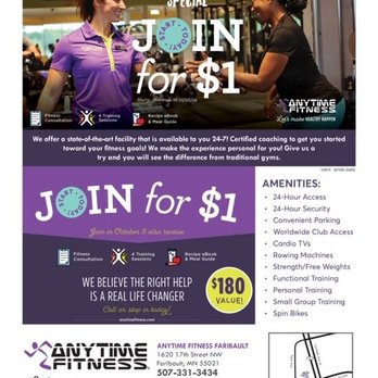 Anytime Fitness - Join us before October 26th! Call 507-331-3434 or stop in today! - Gyms Near Me - Faribault, Minnesota Anytime Fitness - Join us before October 26th! Call 507-331-3434 or stop in today! - Gyms Near Me - Faribault, Minnesota